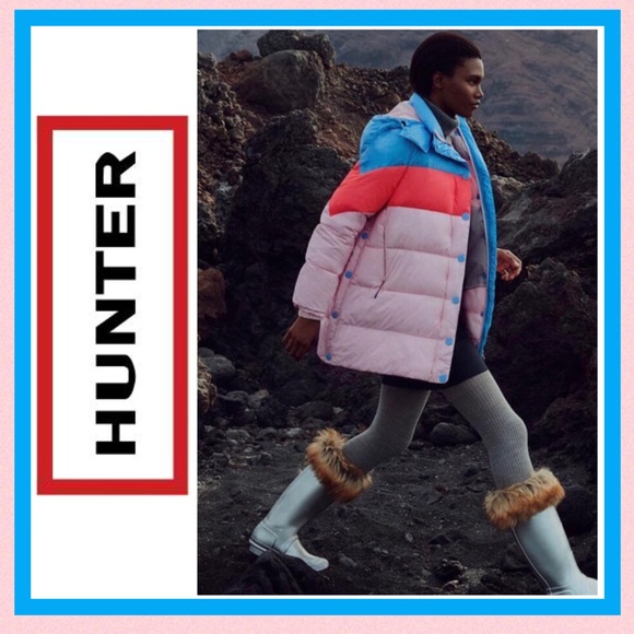 Hunter Original Puffer Jacket Vivid Blue Pink - Picture 8 of 16